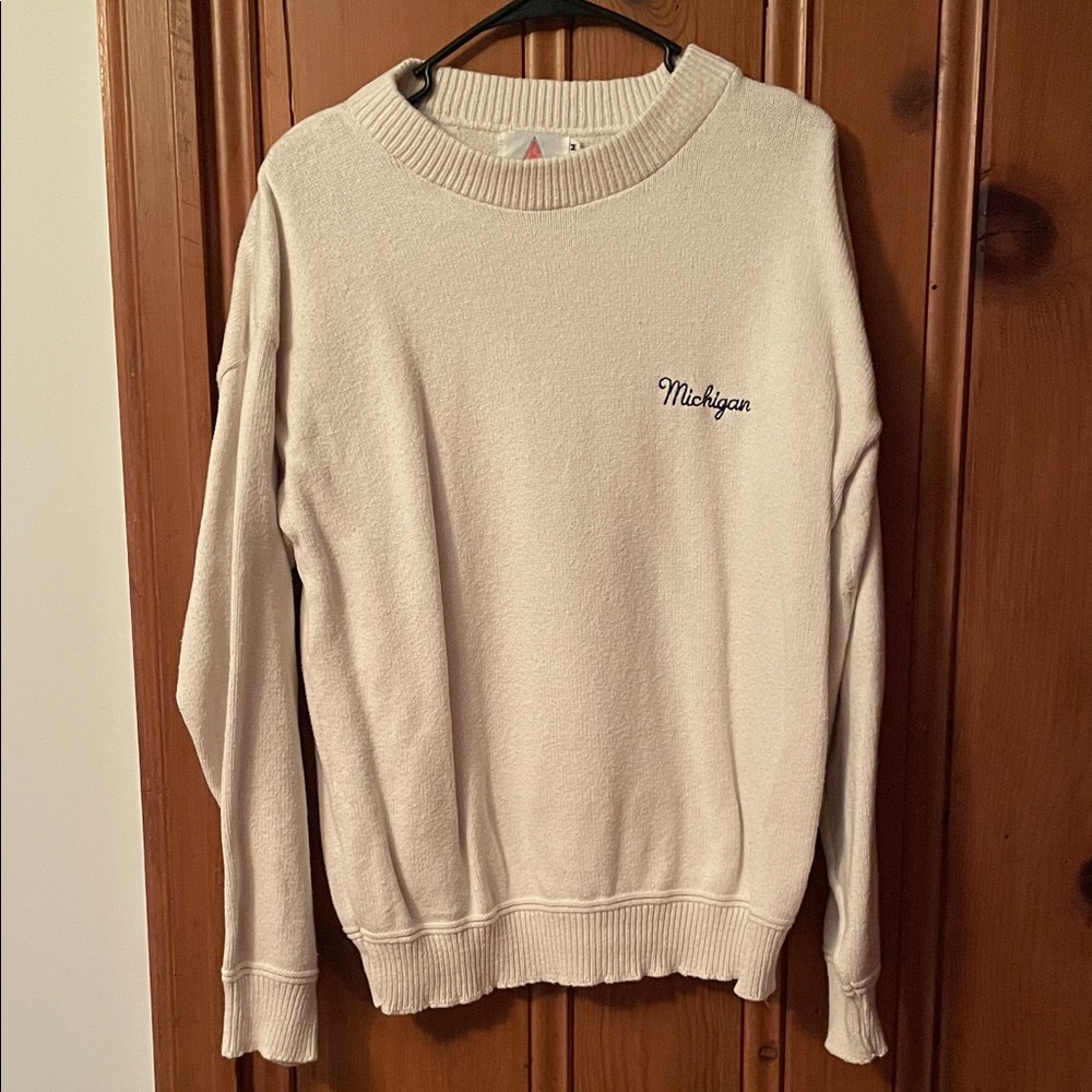 Vintage Michigan Men's Crewneck Sweater - Cream